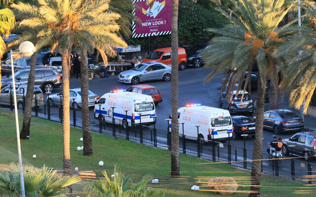 Ambulances rush wounded people to a hospital in the southern Lebanese city of Saida on September 17, 2024. (Mahmoud ZAYYAT / AFP) Ambulances rush wounded people to a hospital in the southern Lebanese city of Saida on September 17, 2024. (Mahmoud ZAYYAT / AFP)