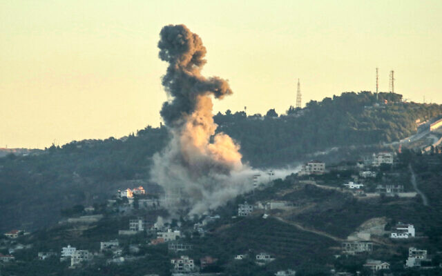 Smoke billows from the site of an Israeli strike that targeted Hezbollah positions in the southern Lebanese village of Odaisseh near the border with Israel on September 18, 2024. (Rabih DAHER / AFP) Smoke billows from the site of an Israeli strike that targeted Hezbollah positions in the southern Lebanese village of Odaisseh near the border with Israel on September 18, 2024. (Rabih DAHER / AFP)
