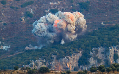 Smoke rises from the site of an Israeli airstrike in Marjayoun, near the Lebanon-Israel border, on September 23, 2024. (Rabih DAHER / AFP)
