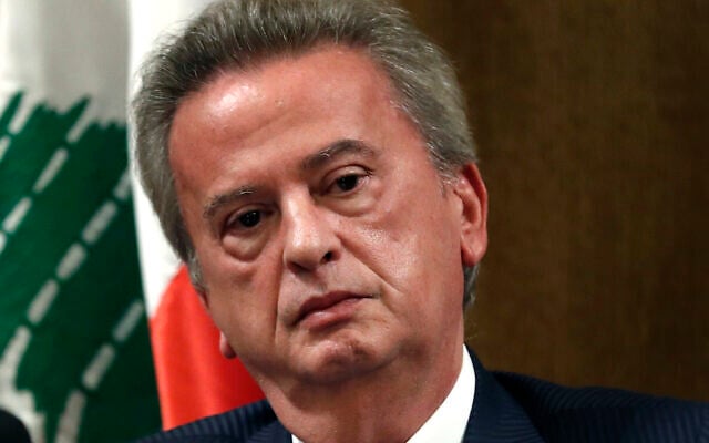 Riad Salameh the former governor of Lebanon's Central Bank, listens to a journalist's question during a press conference, in Beirut, Lebanon, November 11, 2019. (AP Photo/Hussein Malla, File) Riad Salameh the former governor of Lebanon's Central Bank, listens to a journalist's question during a press conference, in Beirut, Lebanon, November 11, 2019. (AP Photo/Hussein Malla, File)