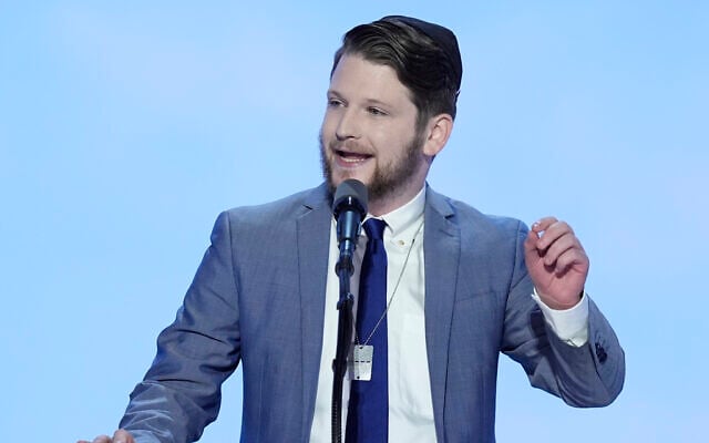 Shabbos Kestenbaum speaks during the Republican National Convention on Wednesday, July 17, 2024, in Milwaukee. (AP/J. Scott Applewhite) Shabbos Kestenbaum speaks during the Republican National Convention on Wednesday, July 17, 2024, in Milwaukee. (AP/J. Scott Applewhite)