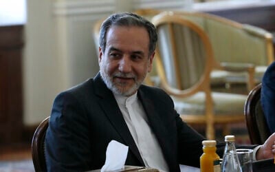 Iranian Foreign Minister Abbas Araqchi attends a meeting with Qatari Prime Minister and Foreign Minister Sheikh Mohammed bin Abdulrahman Al Thani, in Tehran, Iran, August 26, 2024. (AP Photo/Vahid Salemi)