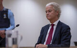 Anti-Islam lawmaker Geert Wilders, takes his seat at the high-security court at Schiphol, near Amsterdam, Netherlands, September 2, 2024. (Peter Dejong/AP)