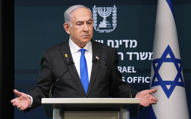 Israeli Prime Minister Benjamin Netanyahu speaks during a news conference in Jerusalem, Monday, Sept. 2, 2024.(AP Photo/Ohad Zwigenberg, Pool) Israeli Prime Minister Benjamin Netanyahu speaks during a news conference in Jerusalem, Monday, Sept. 2, 2024.(AP Photo/Ohad Zwigenberg, Pool)