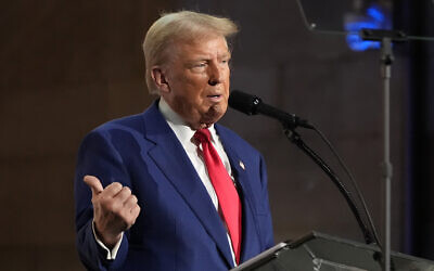 Republican presidential nominee former President Donald Trump answers questions during a campaign event at the Economic Club of New York, Thursday, September 5, 2024, in New York. (AP/Alex Brandon)