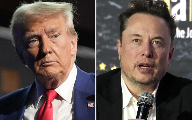 This combination photo shows Republican presidential nominee former President Donald Trump at a campaign event in New York, Sept. 5, 2024, left, and Tesla and SpaceX CEO Elon Musk at the European Jewish Association's conference in Krakow, Poland, Jan. 22, 2024. (AP) This combination photo shows Republican presidential nominee former President Donald Trump at a campaign event in New York, Sept. 5, 2024, left, and Tesla and SpaceX CEO Elon Musk at the European Jewish Association's conference in Krakow, Poland, Jan. 22, 2024. (AP)