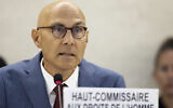 UN High Commissioner for Human Rights Volker Türk, presents a global update on human rights in the world, during the opening of the 57th session of the Human Rights Council at the European headquarters of the United Nations in Geneva, Switzerland, Monday, Sept. 9, 2024. (Salvatore Di Nolfi/Keystone via AP)