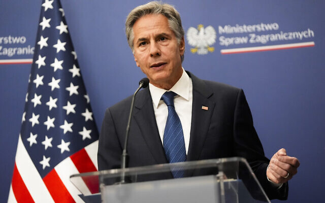 US Secretary of State Antony Blinken speaks during a news conference with Polish Foreign Minister Radosław Sikorski in Warsaw, Poland, Sept. 12, 2024. (AP Photo/Mark Schiefelbein, Pool)