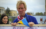 Ryan Wesley Routh takes part in a rally in central Kyiv, Ukraine, April 30, 2022. (AP Photo/Efrem Lukatsky)