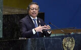 Colombia's President Gustavo Petro addresses the the Summit of the Future at the United Nations General Assembly, in New York, September 23, 2024. (Richard Drew/AP)
