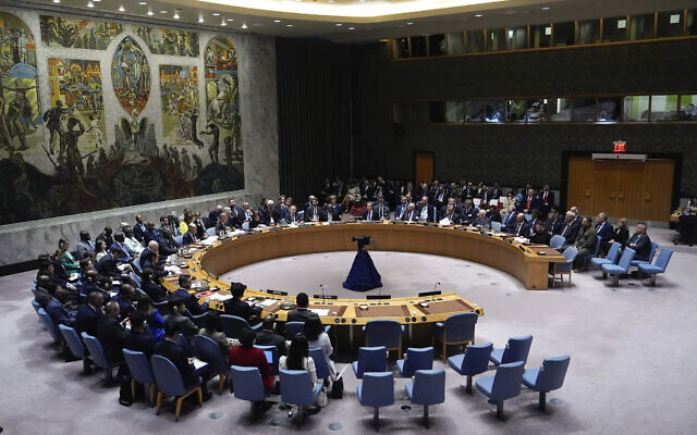 Ukraine President Volodymyr Zelenskyy, right, speaks during a Security Council meeting, Tuesday, Sept. 24, 2024, at UN headquarters. (AP Photo/Julia Demaree Nikhinson, Pool) Ukraine President Volodymyr Zelenskyy, right, speaks during a Security Council meeting, Tuesday, Sept. 24, 2024, at UN headquarters. (AP Photo/Julia Demaree Nikhinson, Pool)
