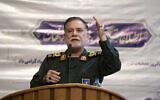 In this photo provided by Fars News Agency, Iranian Revolutionary Guard Gen. Abbas Nilforoushan addresses a meeting in Tehran, Iran, February 5, 2024. (Elaheh Javan, Fars News Agency via AP)