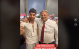 Screenshot of video from Mordechai David's TikTok account of his meeting with National Security Minister Itamar Ben Gvir, right, in his Knesset office, September 9, 2024. (Screenshot; used in accordance with Clause 27a of the copyright law)