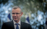 Justice Minister Yariv Levin attends a swearing in ceremony for newly appointed judges at the president's residence in Jerusalem, on June 23, 2024. (Chaim Goldberg/Flash90)