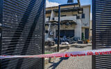 The scene where a Hezbollah missile fired from Lebanon hit a home in the northern Israeli city of Kiryat Shmona, September 4, 2024. (Ayal Margolin/Flash90)