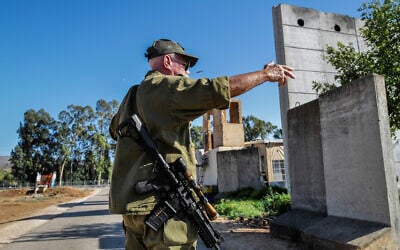 The scene where an IDF reservist soldier was seriously injured by an anti-tank missile fired from Lebanon at Kibbutz Dan, September 11, 2024. (Michael Giladi/Flash90)