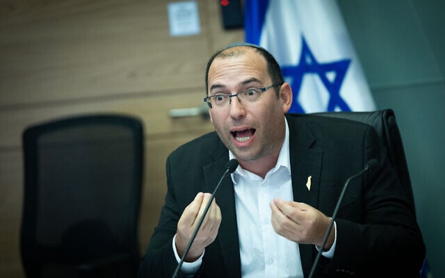 Chairman of the Knesset Constitution, Law and Justice Committee MK Simcha Rothman leads a committee hearing, September 16, 2024. (Yonatan Sindel/Flash90) Chairman of the Knesset Constitution, Law and Justice Committee MK Simcha Rothman leads a committee hearing, September 16, 2024. (Yonatan Sindel/Flash90)