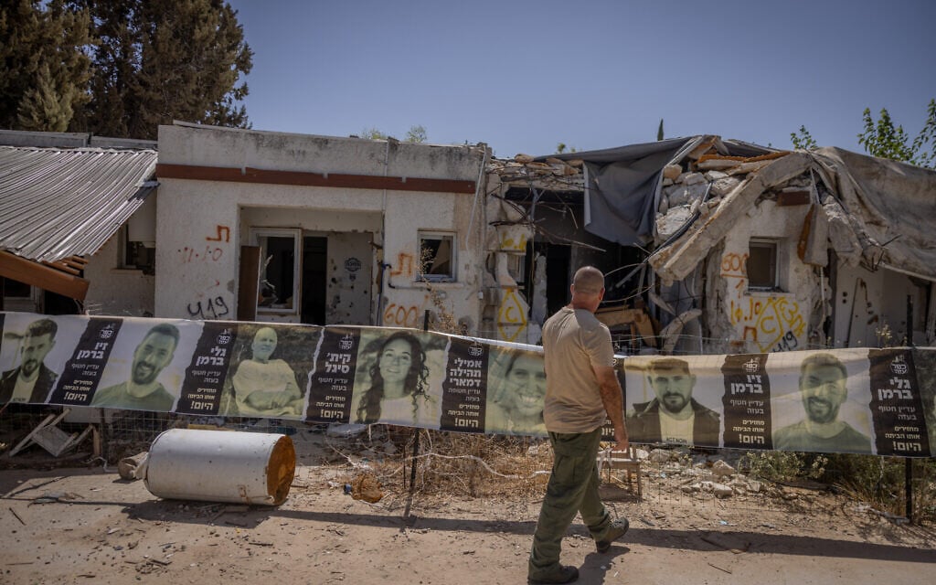 Destroyed houses from the October 7, 2023, Hamas attack on southern Israel, in Kibbutz Kfar Aza, September 19, 2024. (Chaim Goldberg/Flash90) Destroyed houses from the October 7, 2023, Hamas attack on southern Israel, in Kibbutz Kfar Aza, September 19, 2024. (Chaim Goldberg/Flash90)