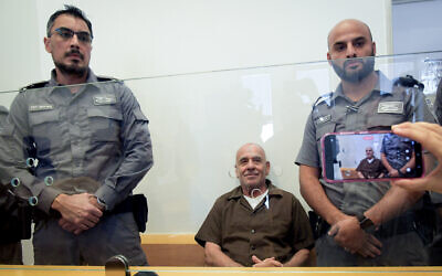 Moti Maman, accused of being recruited by Iran to advance an assassination plot of Israel's prime minister, defense minister, or the head of the Shin Bet, is seen in a court in Beersheba on September 19, 2024.  (Dudu Greenspan/Flash90)
