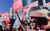 Israelis protest calling for the release of hostages held kidnapped by Hamas terrorists in Gaza outside the IDF headquarters in Tel Aviv, September 19, 2024. (Tomer Neuberg/Flash90)