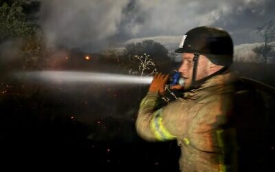 Firefighters combat blazes started by Hezbollah rockets (Credit - Israel Fire & Rescue Authority)