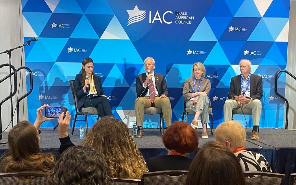 ICA Summit breakout session on US-Israel Alliance with (l to r) moderator Yuna Leibzon, panelists Michael Oren, Victoria Coates and Dennis Ross, in Washington, DC, September 21, 2024. (Robert Sarner/Times of Israel) ICA Summit breakout session on US-Israel Alliance with (l to r) moderator Yuna Leibzon, panelists Michael Oren, Victoria Coates and Dennis Ross, in Washington, DC, September 21, 2024. (Robert Sarner/Times of Israel)