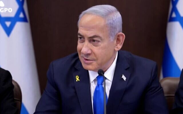 Prime Minister Benjamin Netanyahu speaks at the start of the weekly cabinet meeting in Jerusalem, September 30, 2024. (Screenshot: GPO)