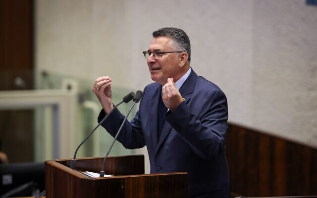 New Hope chair Gideon Sa'ar speaks at the Knesset plenum in Jerusalem on September 30, 2024 (Noam Moskowitz/Knesset Spokesperson's Unit) New Hope chair Gideon Sa'ar speaks at the Knesset plenum in Jerusalem on September 30, 2024 (Noam Moskowitz/Knesset Spokesperson's Unit)