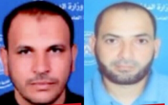 Abdullah Khattab, the commander of PIJ's South Deir al-Balah Battalion (left) and Hatem Abu al-Jidyan, the commander of PIJ's East Deir al-Balah Battalion (right), in handout images issued by the IDF on September 7, 2024. (Israel Defense Forces)