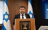Finance Minister Bezalel Smotrich speaks at a press conference in Jerusalem, Sept. 3, 2024. (GPO)