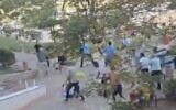 Screen capture from video of a brawl between Arab Israeli tourists and hotel workers in the Egyptian resort town of Taba, August 30, 2024. (X. Used in accordance with Clause 27a of the Copyright Law)