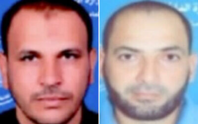 Abdullah Khattab, the commander of PIJ's South Deir al-Balah Battalion (left) and Hatem Abu al-Jidyan, the commander of PIJ's East Deir al-Balah Battalion (right), in handout images issued by the IDF on September 7, 2024. (Israel Defense Forces)