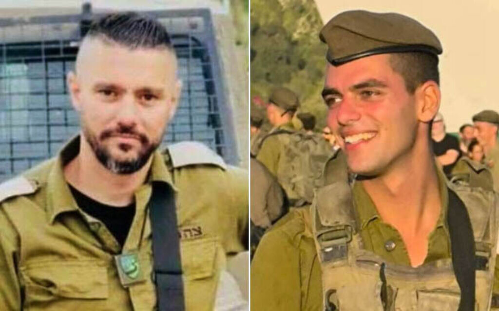 Maj. (res.) Nael Fwarsy, 43, left, and Sgt. Tomer Keren, 20 who were killed in Hezbollah strikes on the northern border on September 19, 2024. (Israel Defense Forces)