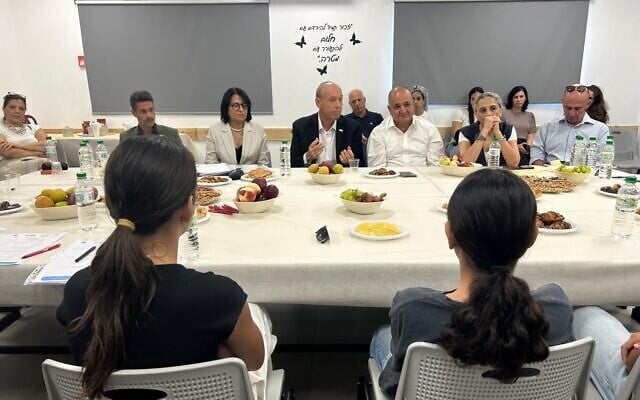 State Comptroller Matanyahu Englman (center) visits northern Israel, September 5, 2024. (Courtesy)