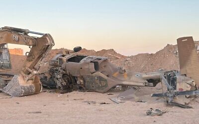 The site of an IDF helicopter crash in the southern Gaza Strip, September 11, 2024. (Courtesy)