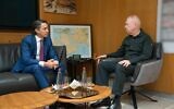 US envoy Amos Hochstein (left) meets with Defense Minister Yoav Gallant in Tel Aviv on September 16, 2024. (Ariel Hermoni/ Defense Ministry)