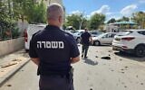 Police at the scene of a car bomb where a man was injured in Kiryat Malachi, September 23, 2024. (Israel Police)