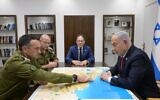 Prime Minister Benjamin Netanyahu (right) meets with IDF chief of staff Herzi Halevi at Defense Ministry headquarters in Tel Aviv on September 24, 2024. (Amos Ben Gershom/GPO)