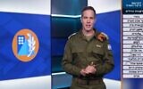 This image released by the Home Front Command on September 4, 2024, shows a new alert system that will be displayed on televisions. (Israel Defense Forces)
