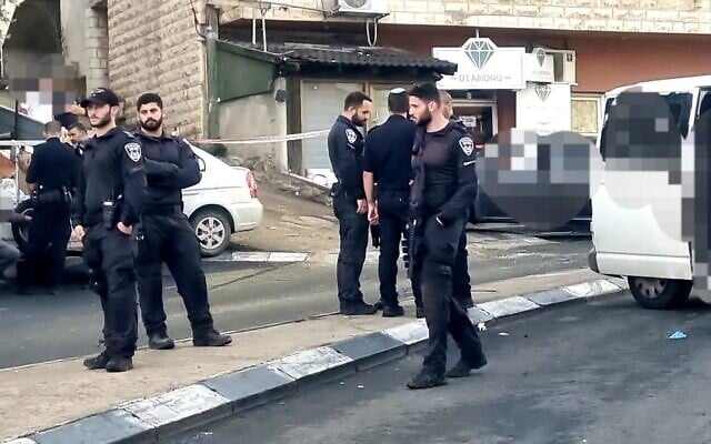 Illustrative. Police at the scene of a shooting in Umm al-Fahm, September 23, 2024. (Israel Police)