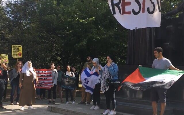 Illustrative: An anti-Israel rally at University of Illinois Urbana-Champaign in 2017. (YouTube screenshot/ used in accordance with Clause 27a of the Copyright Law)