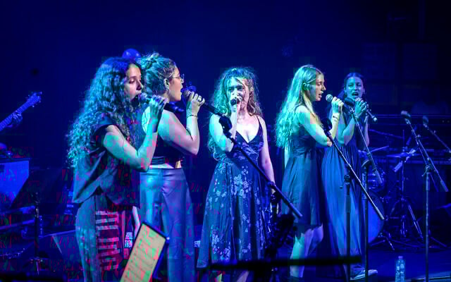 Four young vocalists, Talia Dancyg (far left) Agam Jeremy Bitton, (second from left) Yaara Cohen (far right) and Imri Sharif (second from right) perform in the Israel Festival's 'The Music People' at Kibbutz Dorot on September 12, 2024. (Credit: Ofir Hayat) Four young vocalists, Talia Dancyg (far left) Agam Jeremy Bitton, (second from left) Yaara Cohen (far right) and Imri Sharif (second from right) perform in the Israel Festival's 'The Music People' at Kibbutz Dorot on September 12, 2024. (Credit: Ofir Hayat)