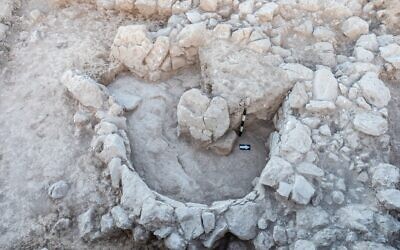 Remains of an ancient kiln for pottery production, one of the earliest discovered in Israel, in an image released on October 29, 2024. (Assaf Peretz/IAA)