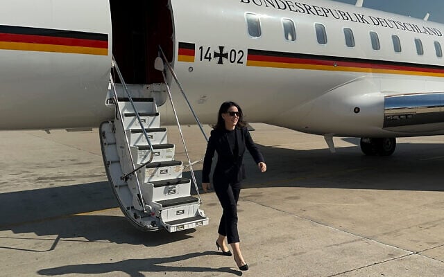 German Foreign Minister Annalena Baerbock arrives in Beirut on October 23, 2024. (Jörg Blank/dpa via Reuters Connect) German Foreign Minister Annalena Baerbock arrives in Beirut on October 23, 2024. (Jörg Blank/dpa via Reuters Connect)