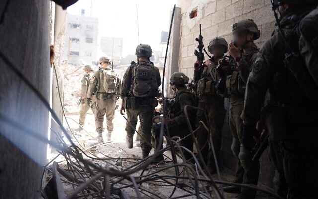Troops operating in the Gaza Strip in an undated photo released by the military for publication on October 28, 2024 (Israel Defense Forces) Troops operating in the Gaza Strip in an undated photo released by the military for publication on October 28, 2024 (Israel Defense Forces)