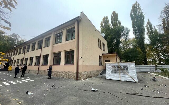 A Jewish school in Kyiv after it was damaged by a Russian drone strike on October 30, 2024. (Courtesy) A Jewish school in Kyiv after it was damaged by a Russian drone strike on October 30, 2024. (Courtesy)