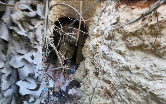 A Hezbollah tunnel found by troops of the 646th Reserve Paratroopers Brigade in southern Lebanon, in a handout image published October 24, 2024. (Israel Defense Forces)