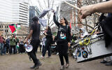 Students and activists protest for an eighth day at an anti-Israel encampment on the campus of McGill University in Montreal, Canada, on May 4, 2024. (Photo by Alexis Aubin / AFP)
