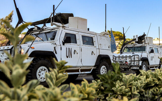 Armored vehicles of the United Nations Interim Force in Lebanon (UNIFIL) are pictured during a patrol around Marjayoun in south Lebanon on October 8, 2024. ( AFP) Armored vehicles of the United Nations Interim Force in Lebanon (UNIFIL) are pictured during a patrol around Marjayoun in south Lebanon on October 8, 2024. ( AFP)