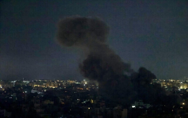 Smoke rises from the site of an Israeli airstrike that targeted Beirut's southern neighborhoods on October 8, 2024. (Ibrahim Amro/AFP) Smoke rises from the site of an Israeli airstrike that targeted Beirut's southern neighborhoods on October 8, 2024. (Ibrahim Amro/AFP)